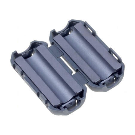 Ferită neagră 25x20x5mm două piese pe cablu rotund | Electronic-mag.ro | Componente Electronice