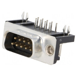 Conector D-Sub 9-Pin Soclu Tată 90° THT | Electronic-mag.ro | Componente Electronice