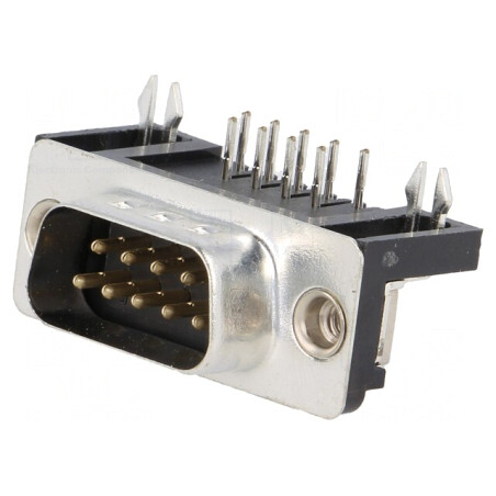 Conector D-Sub 9-Pin Soclu Tată 90° THT | Electronic-mag.ro | Componente Electronice