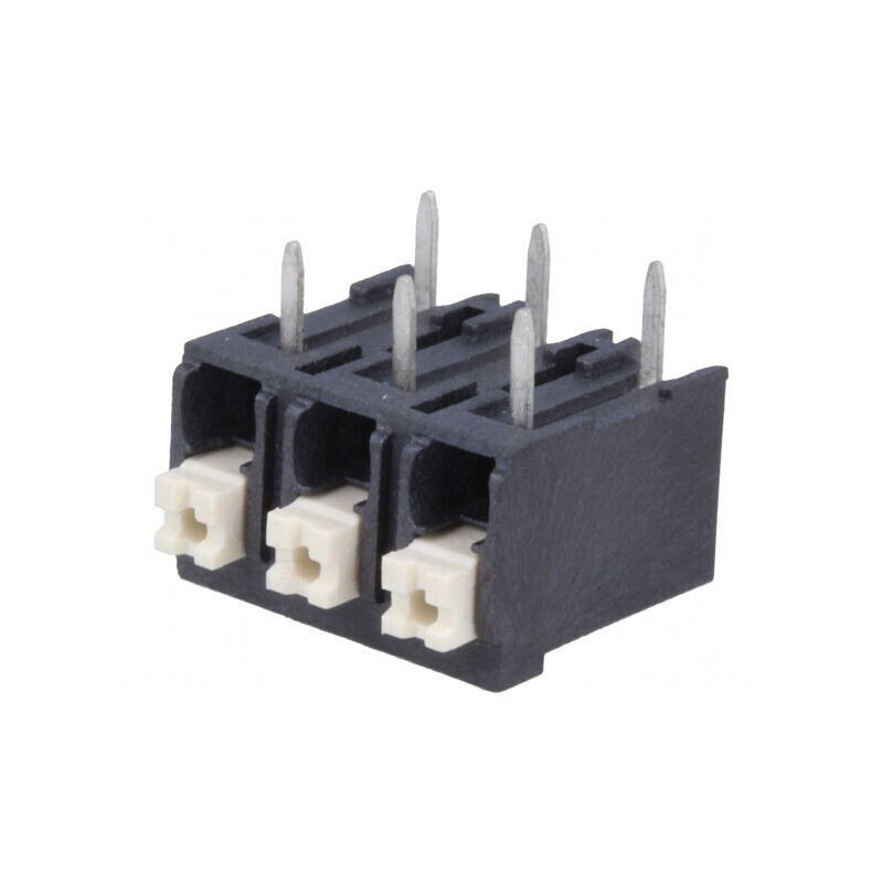 Regletă de conexiuni PCB unghi 90° 5mm 3 piste 17,5A | Electronic-mag.ro | Componente Electronice