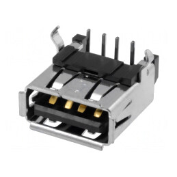 Soclu USB A PCB THT 4 PIN 90° USB 2.0 Aurit | Electronic-mag.ro | Componente Electronice