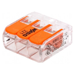 Bornă cu eliberare rapidă 221 0,2-4mm² 450V 32A | Electronic-mag.ro | Componente Electronice