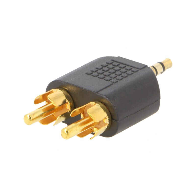 Adaptor Audio Jack 3,5mm la RCA x2 Negru | Electronic-mag.ro | Componente Electronice