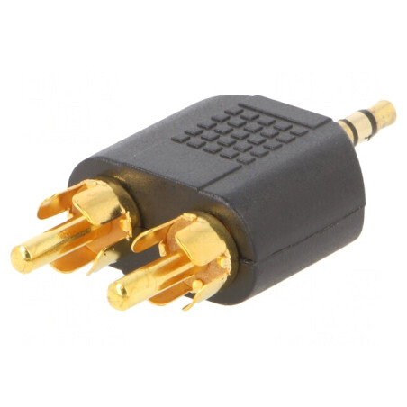 Adaptor Audio Jack 3,5mm la RCA x2 Negru | Electronic-mag.ro | Componente Electronice