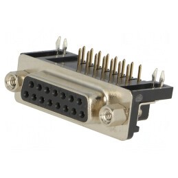 D-Sub 15 Pin Soclu Mamă 90° THT UNC 4-40 -55÷105°C | Electronic-mag.ro | Componente Electronice