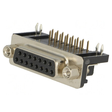 D-Sub 15 Pin Soclu Mamă 90° THT UNC 4-40 -55÷105°C | Electronic-mag.ro | Componente Electronice