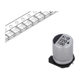 Condensator: electrolitic | SMD | 22uF | 100VDC | Ø8x10,5mm | 5000h | 