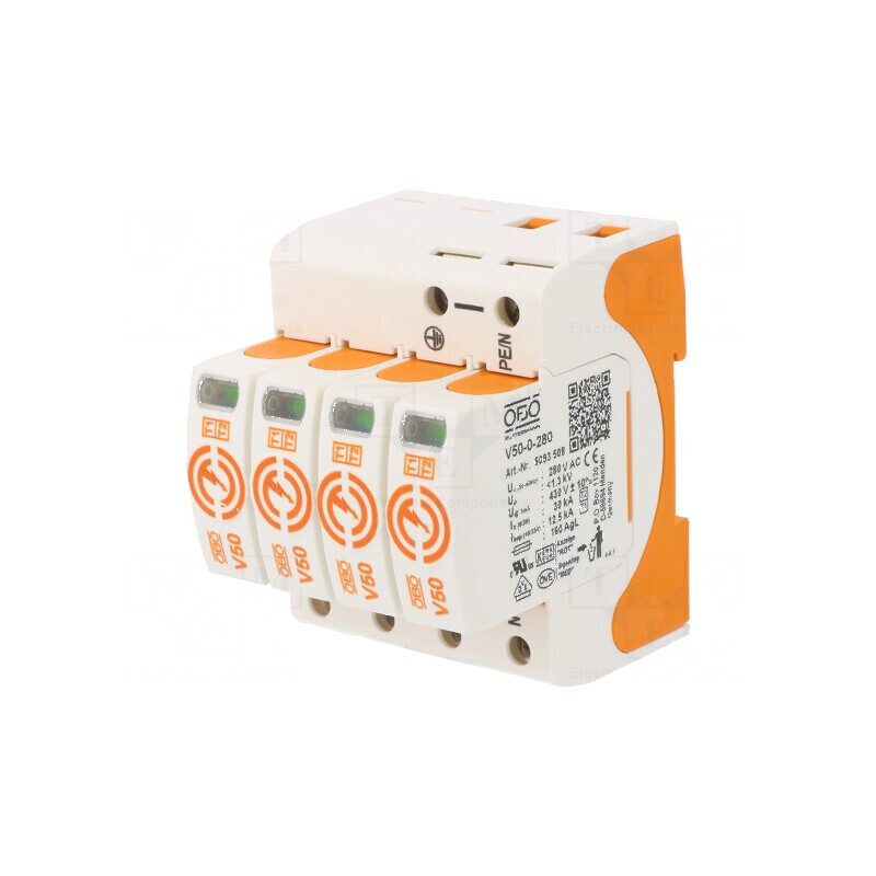 Limitator de supratensiuni Tip 1 2 Poli: 4 30kA 280VAC IP20 - Protecție împotriva supratensiunilor | Electronic-mag.ro | Componente Electronice
