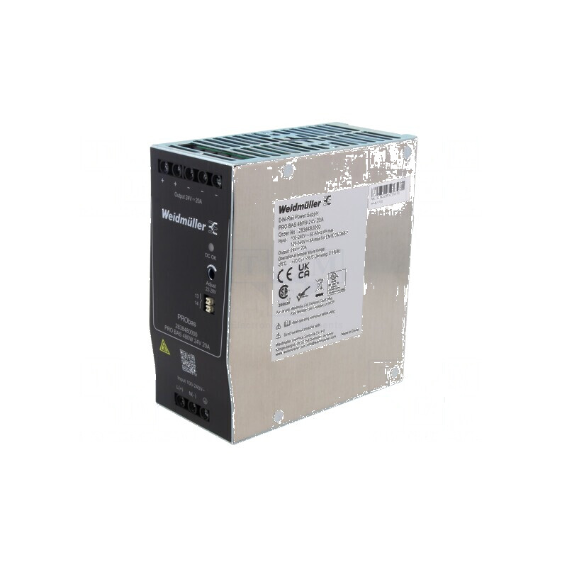 Alimentator pulsatoriu pentru şină DIN 480W 24VDC 20A - OUT: 1 | Electronic-mag.ro | Componente Electronice