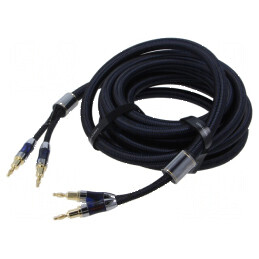 Cablu banana mufa x2 5m aurit negru | Electronic-mag.ro | Componente Electronice
