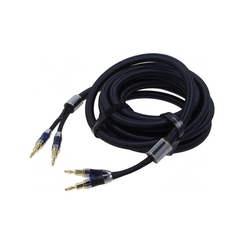 Cablu banana mufa x2 5m aurit negru | Electronic-mag.ro | Componente Electronice