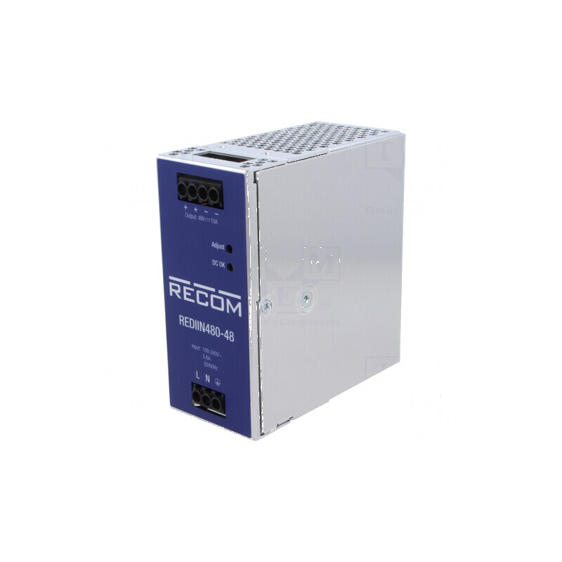 Alimentator pulsatoriu pentru şină DIN 480W 48VDC 10A 93,5% | Electronic-mag.ro | Componente Electronice