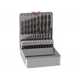 Set de burghie HSS pentru metal - cutie metalică 25 buc. | Electronic-mag.ro | Componente Electronice