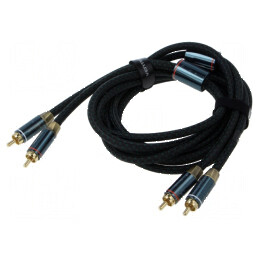 Cablu banană mufă x2 2m - Aurit Negru | Electronic-mag.ro | Componente Electronice