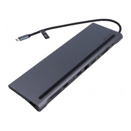 Hub USB 11 porturi USB 2.0, USB 3.0, USB 3.2 Plug and Play gri | Electronic-mag.ro | Componente Electronice