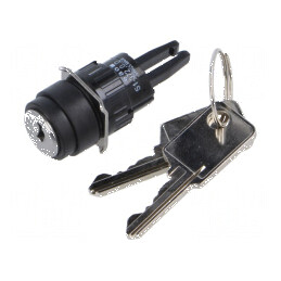 Comutator rotativ cu cheie 16mm 3 pozitii stabile NC x2 NO x2 | Electronic-mag.ro | Componente Electronice