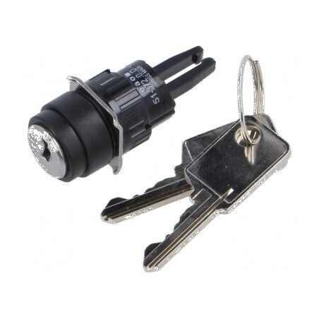 Comutator rotativ cu cheie 16mm 3 pozitii stabile NC x2 NO x2 | Electronic-mag.ro | Componente Electronice
