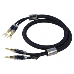 Cablu banana mufa x2, mufa tip furca 2x 1m aurit | Electronic-mag.ro | Componente Electronice