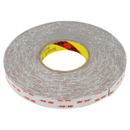 Bandă de fixare acril gri 19mm x 20m | Electronic-mag.ro | Componente Electronice