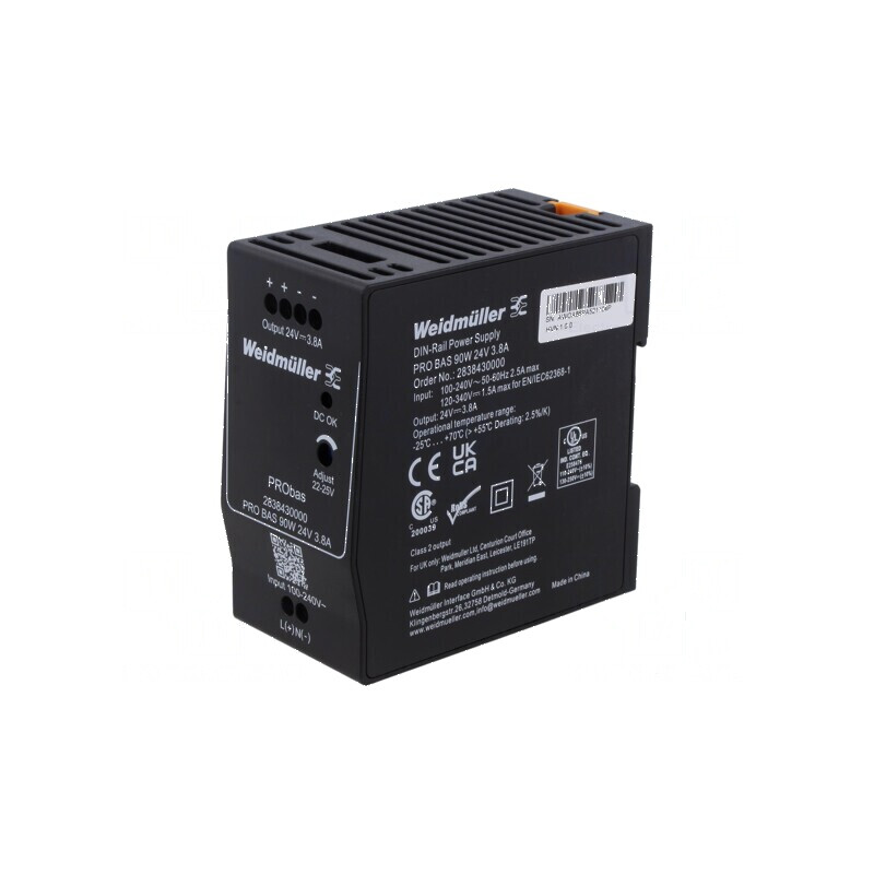 Alimentator pulsatoriu pentru şină DIN 90W 24VDC 3,8A | Electronic-mag.ro | Componente Electronice