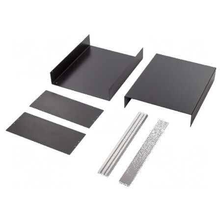 Carcasă aluminiu neagră 300mm x 367mm x 134mm | Electronic-mag.ro | Componente Electronice