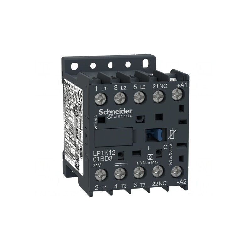 Contactor electromecanic cu 3 poli și 3 contacte auxiliare - 24VDC 12A | Electronic-mag.ro | Componente Electronice
