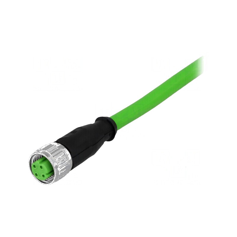 Conector: M12 mufă PIN: 4 mamă cod D-Ethernet 5m - Cablu de rețea Ethernet M12 4 pini, lungime 5m | Electronic-mag.ro | Componente Electronice