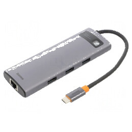 Hub USB 3.0/3.1/3.2 gri - 8 porturi | Electronic-mag.ro | Componente Electronice