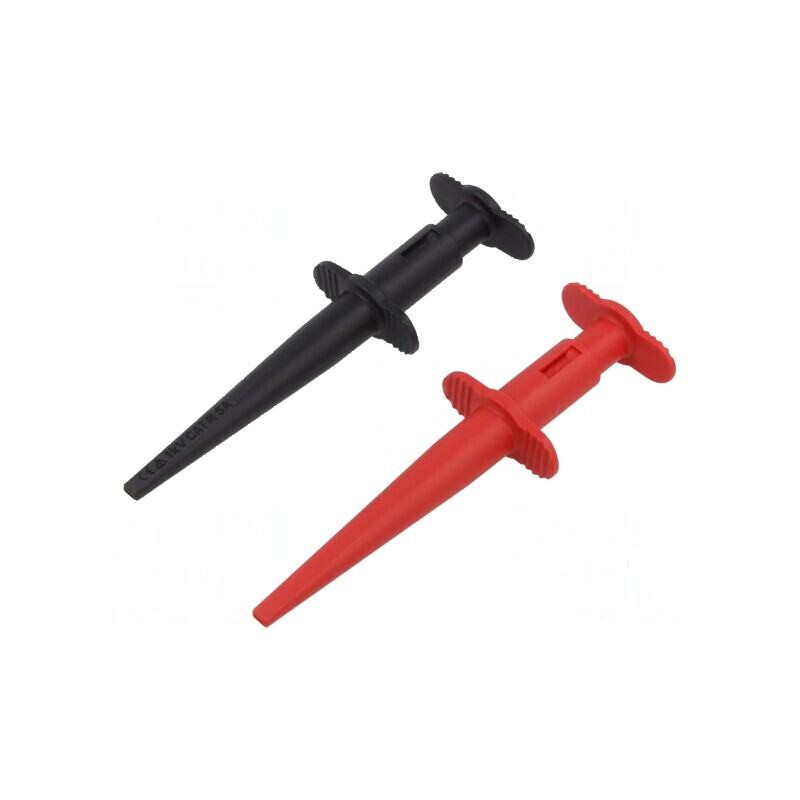 Clips de măsurare cu cârlig 5A neagră, roşie 4mm - L: 126mm | Electronic-mag.ro | Componente Electronice