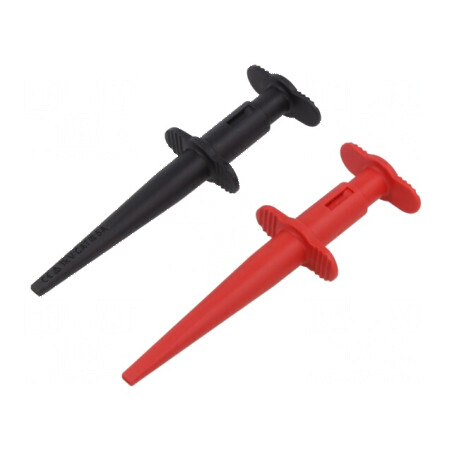 Clips de măsurare cu cârlig 5A neagră, roşie 4mm - L: 126mm | Electronic-mag.ro | Componente Electronice