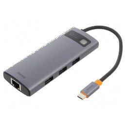 Hub USB HDMI RJ45 USB A x3 USB C gri | Electronic-mag.ro | Componente Electronice