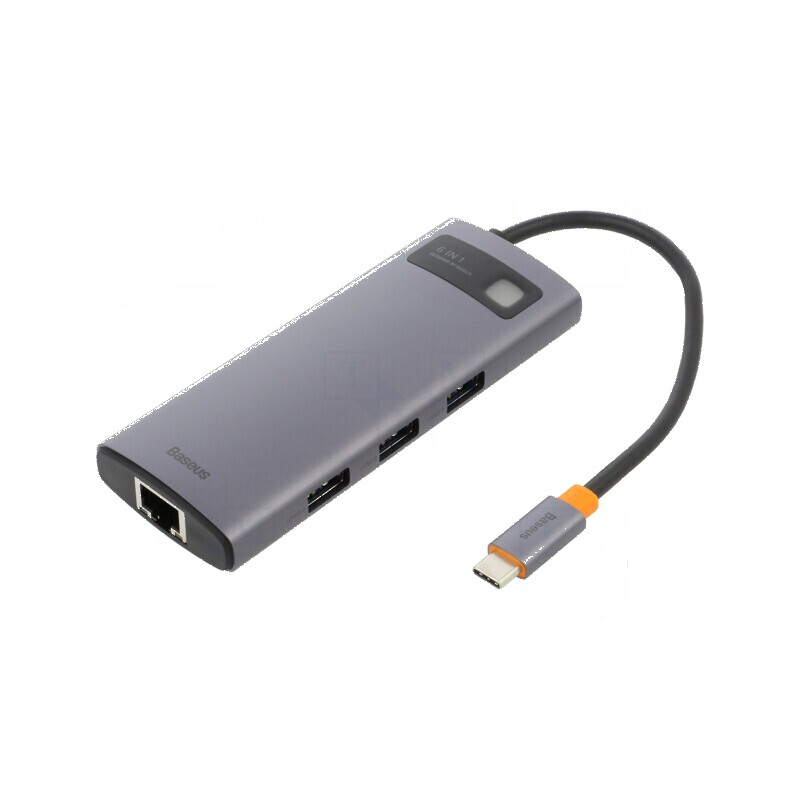 Hub USB HDMI RJ45 USB A x3 USB C gri | Electronic-mag.ro | Componente Electronice