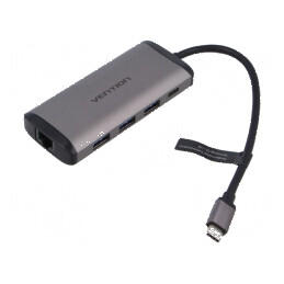 Hub USB USB 3.0 gri Număr porturi: 8 0,15m Placare: nichelat - Hub USB 3.0 cu 8 porturi, gri | Electronic-mag.ro | Componente Electronice