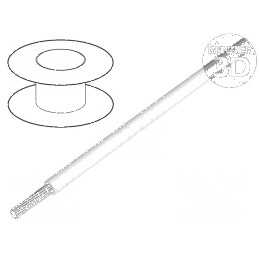 Cablu HookUp Wire litat Cu 26AWG PTFE alb 250V 30,5m 100ft - Cablu electric litat alb 26AWG PTFE 30,5m | Electronic-mag.ro | Componente Electronice