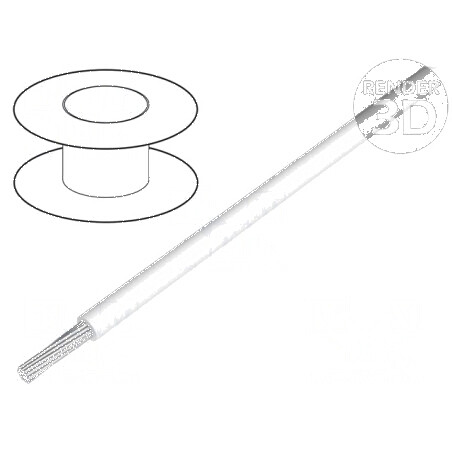 Cablu HookUp Wire litat Cu 26AWG PTFE alb 250V 30,5m 100ft - Cablu electric litat alb 26AWG PTFE 30,5m | Electronic-mag.ro | Componente Electronice