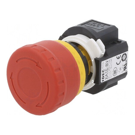 Comutator de siguranţă 16mm cu 2 contacte NC x2 roşie IP65 | Electronic-mag.ro | Componente Electronice