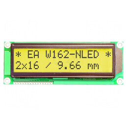 Afişaj LCD alfanumeric 16x2 galben-verde LED | Electronic-mag.ro | Componente Electronice
