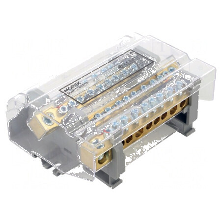 Bloc de distribuție cu 4 piste și 36 borne, gri 160A | Electronic-mag.ro | Componente Electronice
