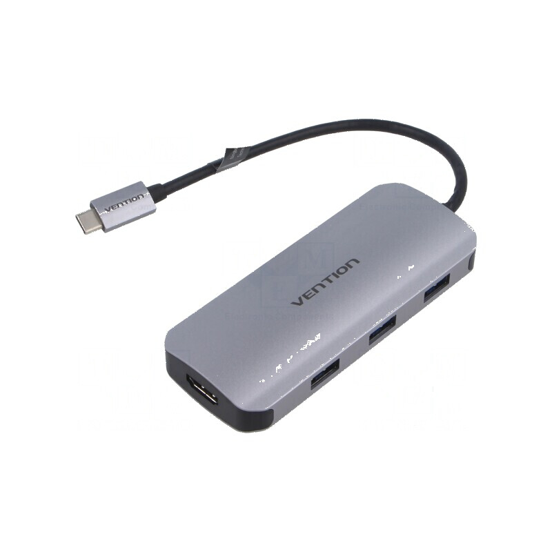 Hub USB HDMI soclu,USB A soclu x3,USB C soclu x2 gri | Electronic-mag.ro | Componente Electronice