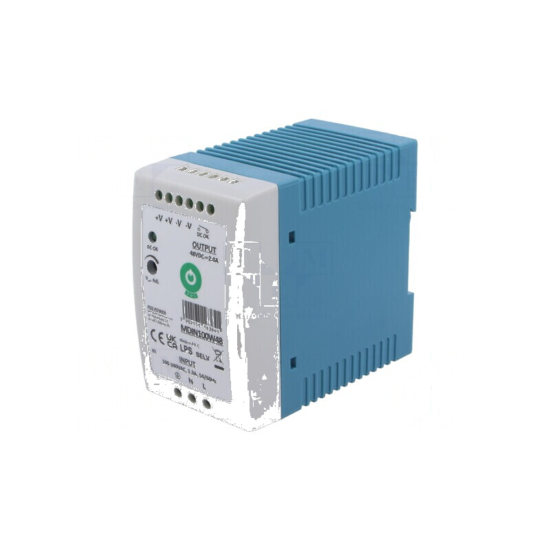 Alimentator pulsatoriu pentru şină DIN 96W 48VDC 2A - OUT: 1 | Electronic-mag.ro | Componente Electronice
