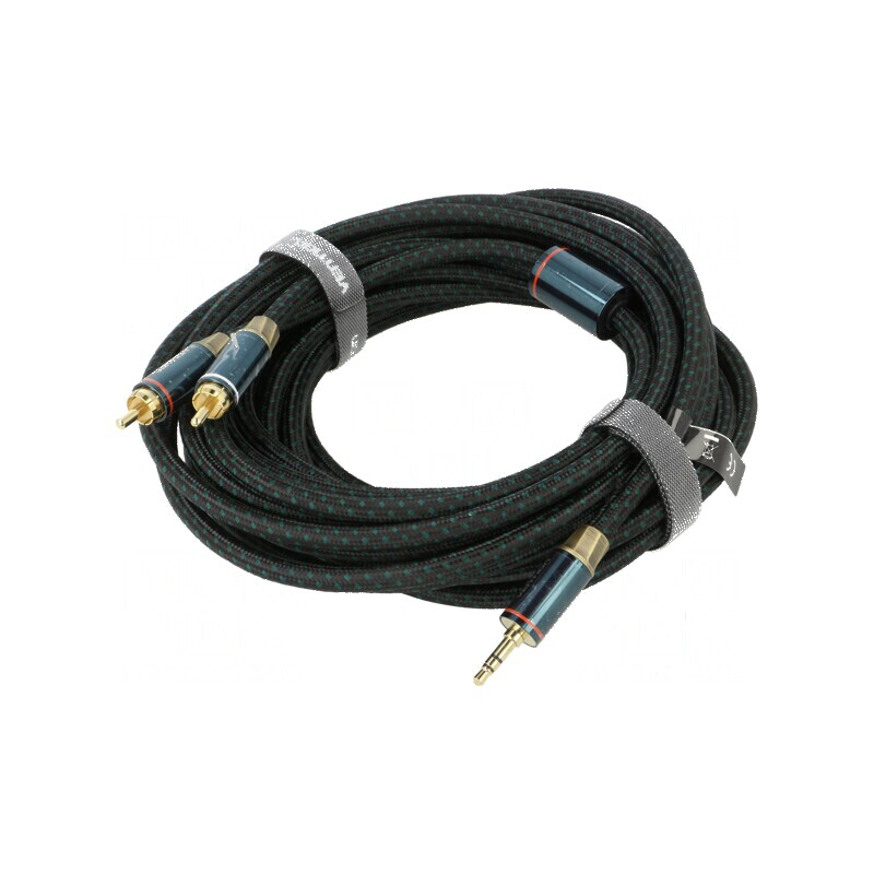Cablu audio Jack 3,5mm - RCA x2 8m aurit negru | Electronic-mag.ro | Componente Electronice