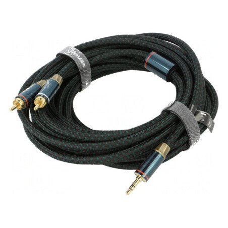 Cablu audio Jack 3,5mm - RCA x2 8m aurit negru | Electronic-mag.ro | Componente Electronice