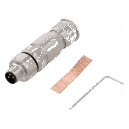 Conector M8 tată drept ecranat pe cablu | Electronic-mag.ro | Componente Electronice