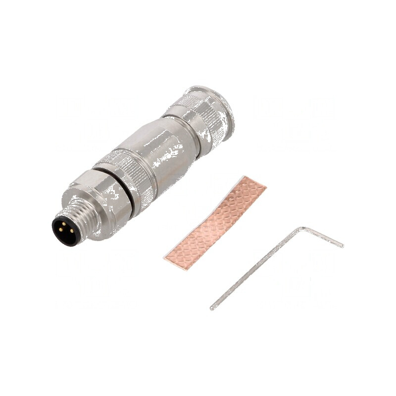 Conector M8 tată drept ecranat pe cablu | Electronic-mag.ro | Componente Electronice