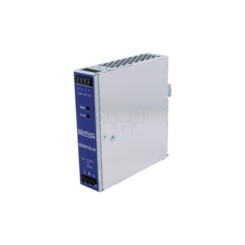 Alimentator pulsatoriu pentru şină DIN 120W 24VDC 5A 88,5% | Electronic-mag.ro | Componente Electronice