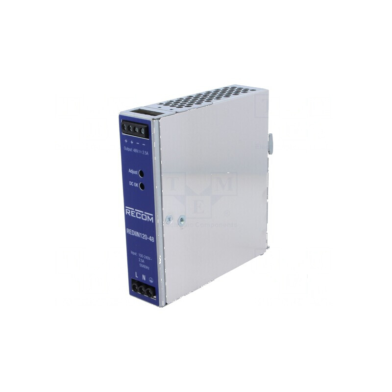 Alimentator pulsatoriu pentru şină DIN 120W 48VDC 2,5A 89,5% | Electronic-mag.ro | Componente Electronice