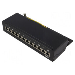 Patch panel Cat 6 neagră - 12 porturi | Electronic-mag.ro | Componente Electronice