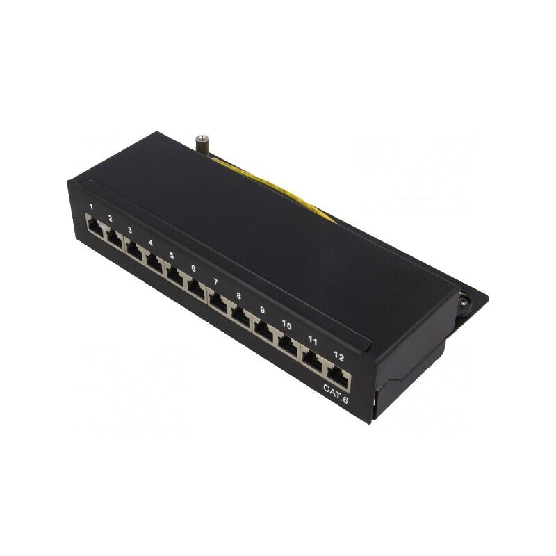 Patch panel Cat 6 neagră - 12 porturi | Electronic-mag.ro | Componente Electronice