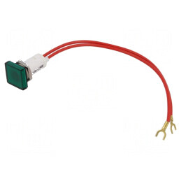 Lampă de control cu neon plată verde Ø16mm 230VAC | Electronic-mag.ro | Componente Electronice
