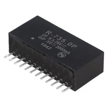Convertor DC/DC 15W 6,5÷28V la 5VDC 3A SIP12 | Electronic-mag.ro | Componente Electronice